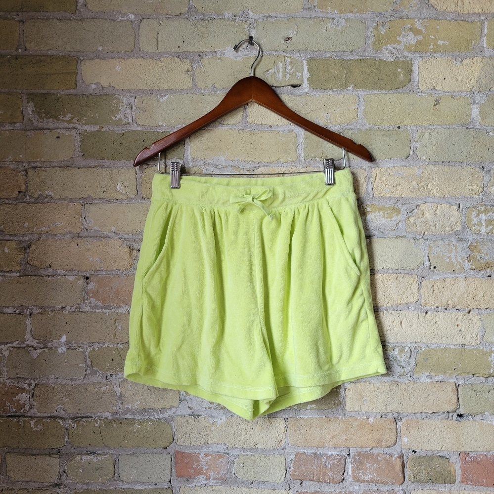 Old Navy Neon Lime Green Terrycloth Lounge Shorts Womens Size Large - Picture 1 of 6